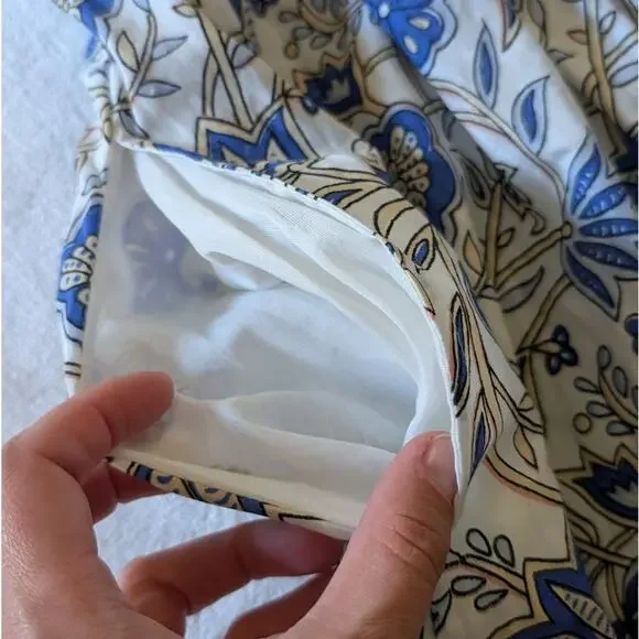 NWT  Caroline Constas Blue Floral Cotton/Modal Sleeveless Midi Dress, size M - Picture 7 of 12